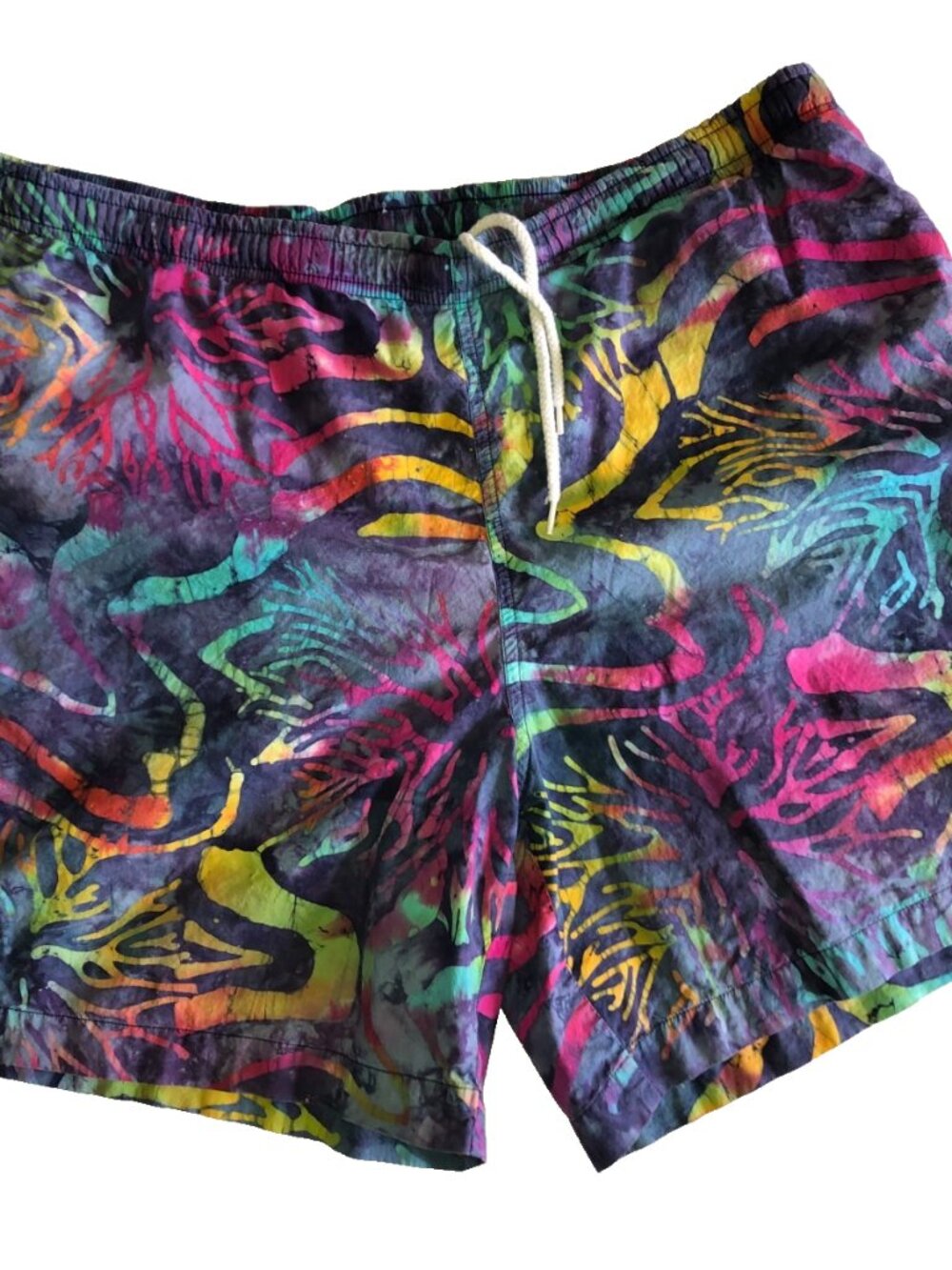 Vintage Sideout Mens Swim Trunks 90s Colorful Retro Shorts w Mesh Pockets Medium